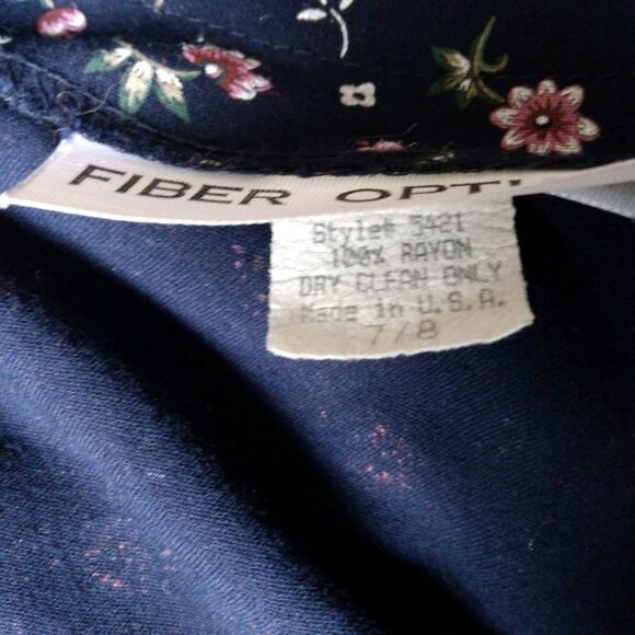 Vintage Fiber Optics Button Down Dress 90s Cottagecore Fairycore Blue Floral 7/8 - Picture 11 of 11